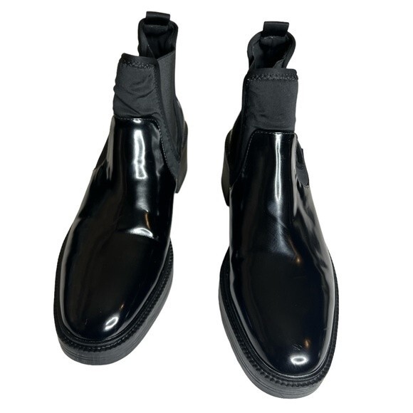 Zara Chelsea Lug Sole Chunky Heel Platform Ankle Boot Black Size 39 US 8 - Picture 3 of 16